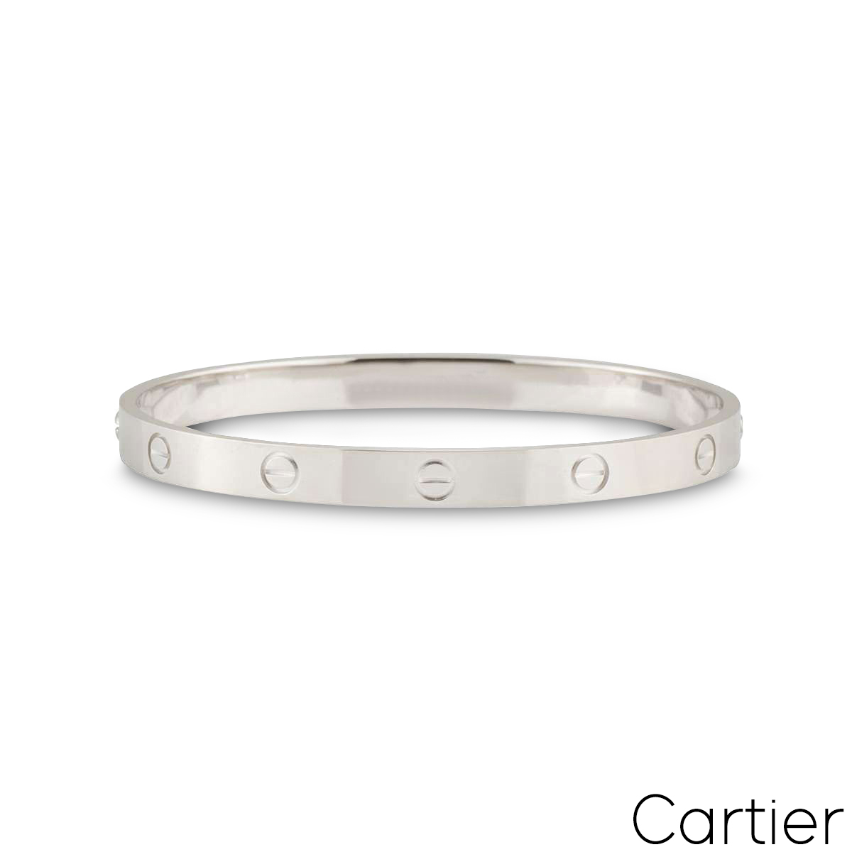 Cartier White Gold Plain Love Bracelet Size 21 B6035421